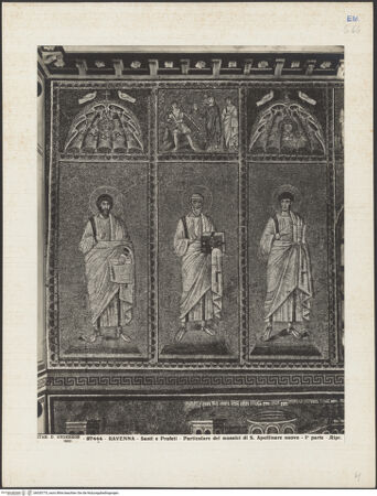 Vorderseite von Alinari [https://www.deutsche-digitale-bibliothek.de/content/lizenzen/rv-ez/] Mosaiken im LanghausEvangelienseite mit weiblichen HeiligenApostel, Heiliger oder Prophet (und architektonische Verzierung des oberen Registers) - Gesamtansicht, bh035775_recto. Foto.