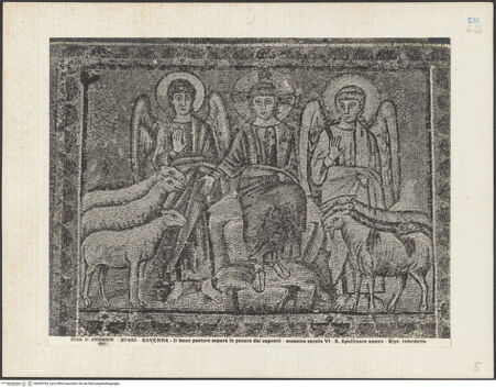 Vorderseite von Alinari [https://www.deutsche-digitale-bibliothek.de/content/lizenzen/rv-ez/] Mosaiken im LanghausEvangelienseite mit weiblichen HeiligenSzenen aus dem Leben Christi: die Scheidung der Schafe von den Böcken - Gesamtansicht, bh035783_recto. Foto.