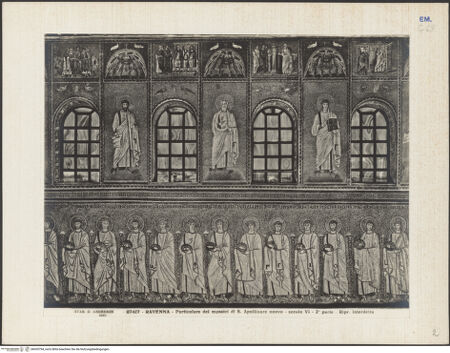 Vorderseite von Alinari [https://www.deutsche-digitale-bibliothek.de/content/lizenzen/rv-ez/] Mosaiken im LanghausEpistelseite mit männlichen Heiligen - Detail, bh035794_recto. Foto.