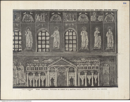 Vorderseite von Alinari [https://www.deutsche-digitale-bibliothek.de/content/lizenzen/rv-ez/] Mosaiken im LanghausEpistelseite mit männlichen Heiligen - Detail, bh035796_recto. Foto.