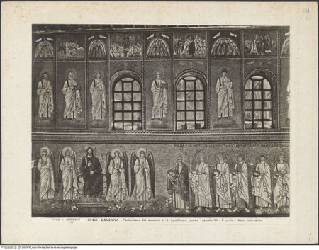 Vorderseite von Alinari [https://www.deutsche-digitale-bibliothek.de/content/lizenzen/rv-ez/] Mosaiken im LanghausEpistelseite mit männlichen Heiligen - Detail, bh035797_recto. Foto.