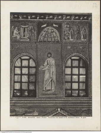 Vorderseite von Alinari [https://www.deutsche-digitale-bibliothek.de/content/lizenzen/rv-ez/] Mosaiken im LanghausEpistelseite mit männlichen HeiligenApostel, Heiliger oder Prophet (und architektonische Verzierung des oberen Registers) - Gesamtansicht, bh035818_recto. Foto.