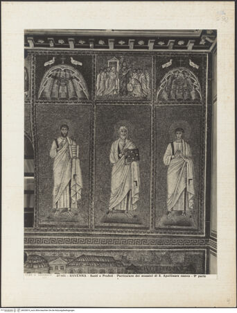 Vorderseite von Alinari [https://www.deutsche-digitale-bibliothek.de/content/lizenzen/rv-ez/] Mosaiken im LanghausEpistelseite mit männlichen HeiligenApostel, Heiliger oder Prophet (und architektonische Verzierung des oberen Registers) - Gesamtansicht, bh035819_recto. Foto.