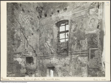 Vorderseite von ICCD [https://www.deutsche-digitale-bibliothek.de/content/lizenzen/rv-ez/] Szenen aus dem Leben Christi; Szenen aus dem Leben des heiligen Franziskus (?)Südseitenschiff: Die Darbringung des Christuskindes im Tempel - Gesamtansicht, bh036419_recto. Foto.