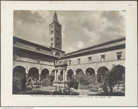 Vorderseite von Alinari [https://www.deutsche-digitale-bibliothek.de/content/lizenzen/rv-ez/] San Giovanni EvangelistaChiostro - Ansicht von Südosten, bh036430_recto. Foto.