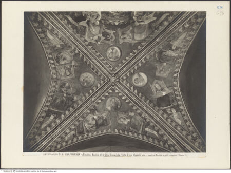 Vorderseite von Alinari [https://www.deutsche-digitale-bibliothek.de/content/lizenzen/rv-ez/] Die vier Evangelisten und die vier Kirchenväter - Gesamtansicht (übermalt - vor der Restaurierung), bh036436_recto. Foto.