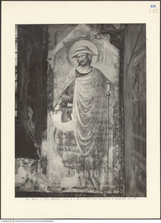 Vorderseite von Alinari [https://www.deutsche-digitale-bibliothek.de/content/lizenzen/rv-ez/] Szenen aus dem Leben des heiligen Sixtus IIOstwand: der heilige Pilger oder Jakobus der Ältere - Gesamtansicht, bh036465_recto. Foto.