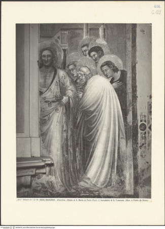 Vorderseite von Alinari [https://www.deutsche-digitale-bibliothek.de/content/lizenzen/rv-ez/] Jüngstes Gericht und Taten des Antichrists; Szenen aus dem Leben Marias; Szenen aus dem Leben ChristiApsiswand, unteres Register, rechts: der ungläubige Thomas - Gesamtansicht, bh036470_recto. Foto.