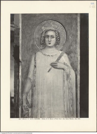 Vorderseite von Alinari [https://www.deutsche-digitale-bibliothek.de/content/lizenzen/rv-ez/] Szenen aus dem Leben des heiligen MatthäusNordpfeiler des Eingangsbogens, Innenseite: Weibliche Heilige - Gesamtansicht, bh036471_recto. Foto.