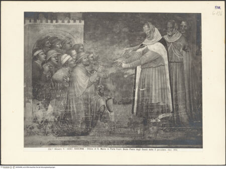 Vorderseite von Alinari [https://www.deutsche-digitale-bibliothek.de/content/lizenzen/rv-ez/] Szenen aus dem Leben des heiligen MatthäusNordwand, Westjoch, unteres Register: Der Zauber der Magier von Nadaber (J. da Varazze, Legenda Aurea, CXL) - Gesamtansicht, bh036486_recto. Foto.