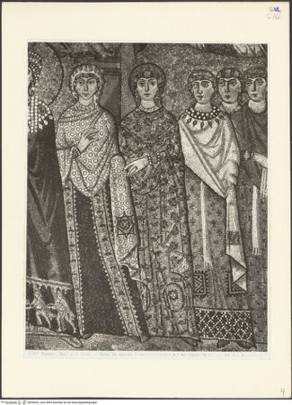 Vorderseite von Alinari [https://www.deutsche-digitale-bibliothek.de/content/lizenzen/rv-ez/] Dekoration des PresbyteriumsChristus als Kosmokrator zwischen Engeln, dem heiligen Vitalis und Bischof Ecclesius; Die Opferung von Kaiser Justinian; Die Opferung der Kaiserin TeodoraDie Opferung der Kaiserin Teodora, umgeben von ihrem Hofstaat - Der Hofstaat der Kaiserin Teodora, Detail, bh036532_recto. Foto.