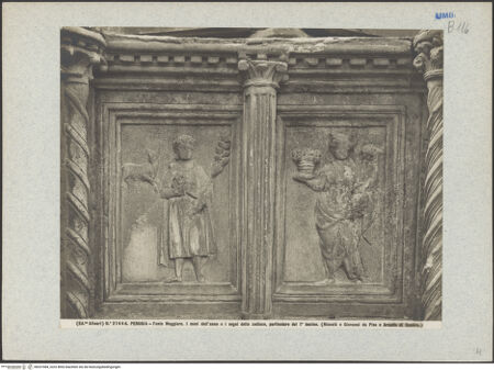 Vorderseite von Alinari [https://www.deutsche-digitale-bibliothek.de/content/lizenzen/rv-ez/] Fontana MaggioreUnteres Brunnengeschoss: Becken mit Darstellungen aus dem Alten Testament, der Artes mechanicae, der Sieben Freien Künste und MonatsdarstellungenAllegorische Monatsdarstellung des April mit Tierkreiszeichen Stier - Gesamtansicht, bh037084_recto. Foto.