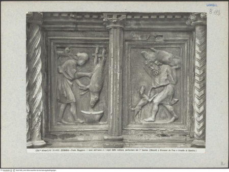 Vorderseite von Alinari [https://www.deutsche-digitale-bibliothek.de/content/lizenzen/rv-ez/] Fontana MaggioreUnteres Brunnengeschoss: Becken mit Darstellungen aus dem Alten Testament, der Artes mechanicae, der Sieben Freien Künste und MonatsdarstellungenAllegorische Monatsdarstellung des Dezember mit Tierkreiszeichen Steinbock - Gesamtansicht, bh037085_recto. Foto.