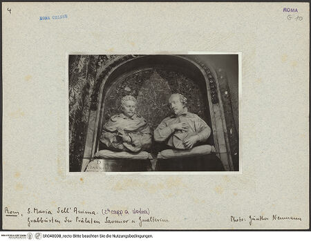 Vorderseite von unbekannt [https://www.deutsche-digitale-bibliothek.de/content/lizenzen/rv-fz/] Grabmal Giovanni Savenier (Algardi) und Gualtiero Gualtieri (Ferrata) - Detail: die beiden Portraitbüsten, bh040008_recto. Foto: Neumann, Günter.