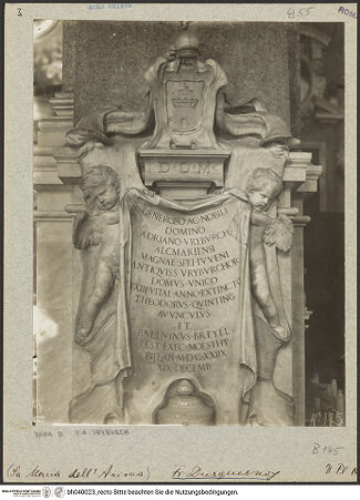 Vorderseite von Bibliotheca Hertziana [https://www.deutsche-digitale-bibliothek.de/content/lizenzen/rv-fz/] Grabmal für Adriaen Vryburch aus Alkmaar, gest. 1628 - Gesamtansicht, bh040023_recto. Foto: Lindner, Paul.