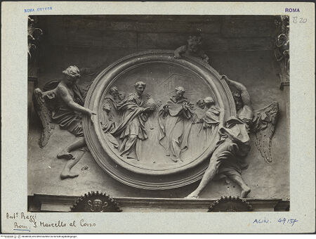 Vorderseite von Alinari [https://www.deutsche-digitale-bibliothek.de/content/lizenzen/rv-ez/] Der heilige Filippo Benizzi lehnt Erhebung zum Papst ab - , bh040028_recto. Foto.