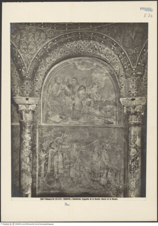 Vorderseite von Alinari [https://www.deutsche-digitale-bibliothek.de/content/lizenzen/rv-ez/] Szenen aus der Vita des heiligen JustusMartyriumsszene ? (Lünette); Begräbnis des Heiligen - Gesamtansicht (in der Apsis der Gedächtniskapelle für den heiligen Justus), bh040676_recto. Foto.