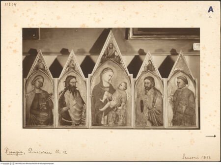 Vorderseite von Sansoni [https://www.deutsche-digitale-bibliothek.de/content/lizenzen/rv-ez/] Madonna zwischen Heiligen - , bh041450_recto. Foto.