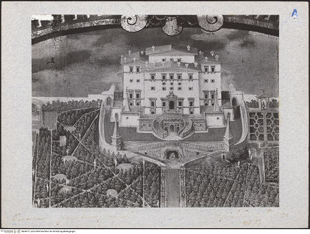 Vorderseite von Sopr. BAS FI [https://www.deutsche-digitale-bibliothek.de/content/lizenzen/rv-ez/] Veduten der Medici-VillenAnsicht der Villa Medicea di Pratolino - Detail, bh045117_recto. Foto.