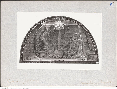 Vorderseite von Sopr. BAS FI [https://www.deutsche-digitale-bibliothek.de/content/lizenzen/rv-ez/] Veduten der Medici-VillenAnsicht der Villa Medicea di Pratolino - Gesamtansicht, bh045118_recto. Foto.