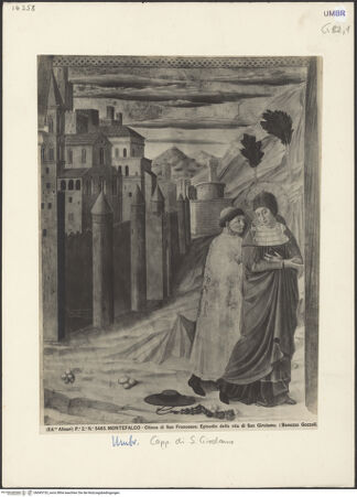 Vorderseite von Alinari [https://www.deutsche-digitale-bibliothek.de/content/lizenzen/rv-ez/] Kapellenausmalung: Geschichte des heiligen Hieronymus und HeiligeSzenen aus dem Leben des heiligen HieronymusDer heilige Hieronymus verlässt Rom - Gesamtansicht, bh045153_recto. Foto.