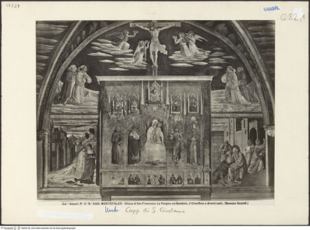 Vorderseite von Alinari [https://www.deutsche-digitale-bibliothek.de/content/lizenzen/rv-ez/] Kapellenausmalung: Geschichte des heiligen Hieronymus und Heilige - Altarwand (Südwand), bh045156_recto. Foto.