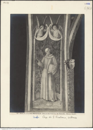 Vorderseite von Alinari [https://www.deutsche-digitale-bibliothek.de/content/lizenzen/rv-ez/] Kapellenausmalung: Geschichte des heiligen Hieronymus und HeiligeHeiliger Bernhard von Siena - Gesamtansicht, bh045159_recto. Foto.