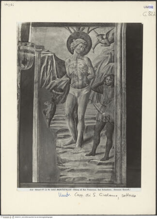 Vorderseite von Alinari [https://www.deutsche-digitale-bibliothek.de/content/lizenzen/rv-ez/] Kapellenausmalung: Geschichte des heiligen Hieronymus und HeiligeMartyrium des heiligen Sebastian - Gesamtansicht, bh045161_recto. Foto.