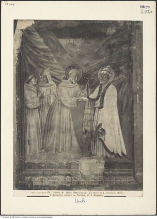 Vorderseite von Alinari [https://www.deutsche-digitale-bibliothek.de/content/lizenzen/rv-ez/] Szenen aus dem Leben des heiligen Bernhard, Kirchenväter und HeiligeDer heilige Bernhard und zwei Szenen aus seinem LebenBegegnung Bernhards mit Papst Petrus Coelestinus - Gesamtansicht, bh045164_recto. Foto.