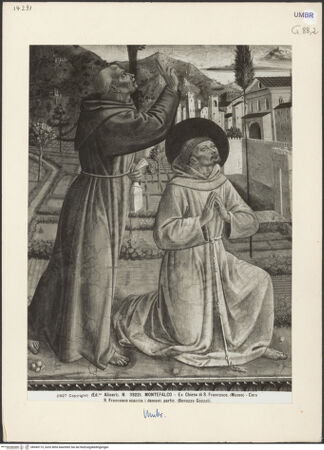 Vorderseite von Alinari [https://www.deutsche-digitale-bibliothek.de/content/lizenzen/rv-ez/] Szenen aus dem Leben des heiligen Franz von Assisi und HeiligeFeuerprobe vor dem Sultan, Vertreibung der Dämonen aus Arezzo, Mantelspende, Traum des Franziskus vom Himmlischen Palast - Vertreibung der Dämonen aus Arezzo, Detail, bh045173_recto. Foto.