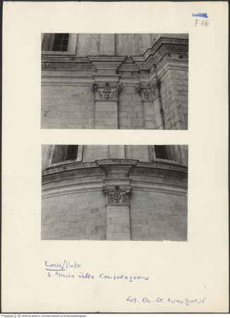 Vorderseite von unbekannt [https://www.deutsche-digitale-bibliothek.de/content/lizenzen/rv-fz/] Kapitelle am Außenbau - Detail: zwei Kapitelle der unteren Ordnung der Ostapsis, bh046100_bh046101_recto. Foto: Waetzoldt, Stephan.