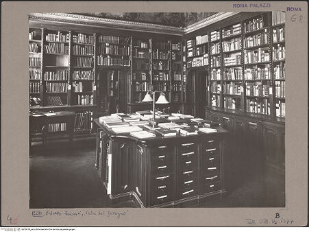 Vorderseite von Bibliotheca Hertziana [https://www.deutsche-digitale-bibliothek.de/content/lizenzen/rv-fz/] Palazzo ZuccariInnenräumeSala del Disegno (Raum B 003), Sistina-Seite - , bh050180_recto. Foto.