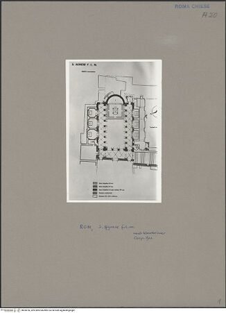 Vorderseite von unbekannt [https://www.deutsche-digitale-bibliothek.de/content/lizenzen/rv-ez/] Grundrisse zu Sant'Agnese fuori le Mura - Grundriss nach Krautheimer Corpus basilicarum, bh050186_recto. Foto.