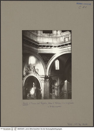 Vorderseite von Bibliotheca Hertziana [https://www.deutsche-digitale-bibliothek.de/content/lizenzen/rv-fz/] Santa Maria del Popolo - Ecke der Vierung zwischen Langhaus und Nord-Querarm, bh050451_recto. Foto.