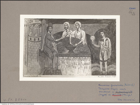 Vorderseite von Bibliotheca Hertziana [https://www.deutsche-digitale-bibliothek.de/content/lizenzen/rv-fz/] Wunder des heiligen Nikolaus, Tempera-Kopie nach Wandmalerei in Minuto, Santissima Annunziata, Krypta - Gesamtansicht, bh050940_recto. Foto.