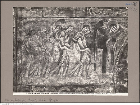 Vorderseite von Alinari [https://www.deutsche-digitale-bibliothek.de/content/lizenzen/rv-ez/] Jüngstes GerichtVerehrende Engel zu Seiten der oberen Hälfte der Mandorla - Detail: linke Gruppe, bh050944_recto. Foto: Anderson, Domenico.