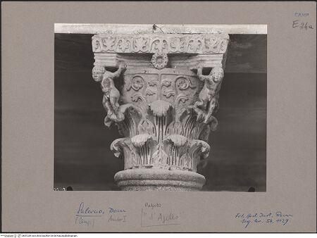 Vorderseite von Deutsches Archäologisches Institut Rom [https://www.deutsche-digitale-bibliothek.de/content/lizenzen/rv-ez/] Rechte KanzelKapitell mit Trägfiguren - Detail, bh051289_recto. Foto.