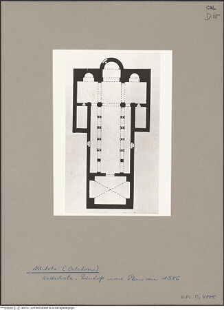 Vorderseite von Bibliotheca Hertziana [https://www.deutsche-digitale-bibliothek.de/content/lizenzen/rv-fz/] Cattedrale - Gründriß nach Plan von 1586, bh051617_recto. Foto.