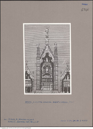 Vorderseite von Bibliotheca Hertziana [https://www.deutsche-digitale-bibliothek.de/content/lizenzen/rv-fz/] Grabmal des Königs Robert I. - Gesamtansicht (aus: F.M. Misson, Nouveau voyage d'Italie, Den Haag 1702, Bd. 2, 28), bh052280_recto. Foto.