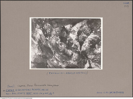 Vorderseite von unbekannt [https://www.deutsche-digitale-bibliothek.de/content/lizenzen/rv-fz/] Himmelfahrt Christi mit Maria, Aposteln und Engeln - Detail: Engel (vor der Übertragung), bh052319_recto. Foto.