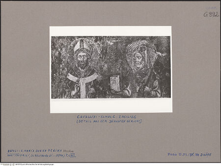 Vorderseite von Bibliotheca Hertziana [https://www.deutsche-digitale-bibliothek.de/content/lizenzen/rv-ez/] Jüngstes GerichtHeilige - Hl. Bischof und Hl. Mönch (unten, mittlere Wand), bh052323_recto. Foto.