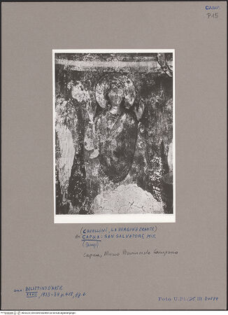 Vorderseite von unbekannt [https://www.deutsche-digitale-bibliothek.de/content/lizenzen/rv-fz/] Himmelfahrt Christi mit Maria, Aposteln und Engeln - Detail: Maria (vor der Übertragung), bh052325_recto. Foto.