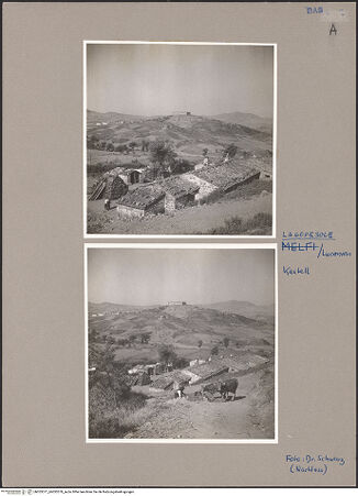 Vorderseite von Bibliotheca Hertziana [https://www.deutsche-digitale-bibliothek.de/content/lizenzen/rv-fz/] Ansicht mit Kastell von Nordosten, bh053378_recto. Foto: Schwarz, Heinrich Mathias.