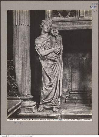 Vorderseite von Alinari [https://www.deutsche-digitale-bibliothek.de/content/lizenzen/rv-ez/] Grabmal des Kardinals Rinaldo Brancaccio (gest. 1427)Karyatiden und Säulen - Linke Karyatide, bh053657_recto. Foto.