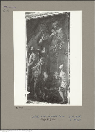 Vorderseite von ICCD [https://www.deutsche-digitale-bibliothek.de/content/lizenzen/rv-ez/] Szenen aus dem Leben Johannes des TäufersJohannes der Täufer macht Herodes Antipas und Herodias Vorwürfe - Geamtansicht, bh053910_recto. Foto.