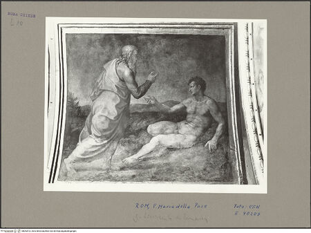 Vorderseite von ICCD [https://www.deutsche-digitale-bibliothek.de/content/lizenzen/rv-ez/] Szenen aus der GenesisErschaffung Adams - , bh053913_recto. Foto.