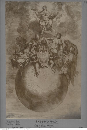 Vorderseite von unbekannt [http://creativecommons.org/publicdomain/mark/1.0/] Glorifizierung der Familie Odescalchi (verlorenes Fresko Palazzo Odescalchi) - , bh054309. Foto.