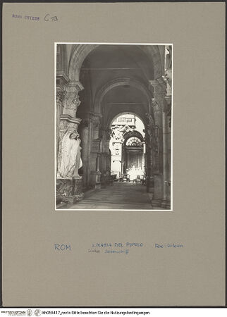 Vorderseite von unbekannt [https://www.deutsche-digitale-bibliothek.de/content/lizenzen/rv-fz/] Santa Maria del PopoloLinkes nördliches Seitenschiff - Nördliches Seitenschiff, Blick gen Chornebenkapelle, bh055417_recto. Foto: Urban, ?.