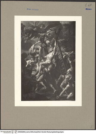 Vorderseite von ICCD [https://www.deutsche-digitale-bibliothek.de/content/lizenzen/rv-ez/] Der heilige Andreas wird auf das Kreuz aufgezogen - Gesamtansicht, bh055464_recto. Foto.