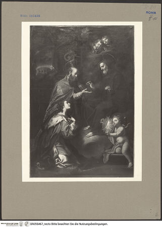 Vorderseite von ICCD [https://www.deutsche-digitale-bibliothek.de/content/lizenzen/rv-ez/] Die Heiligen Franz von Sales, Johanna von Valois und Franz von Paula - Gesamtansicht, bh055467_recto. Foto.